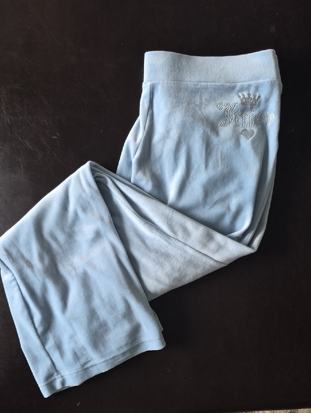 Juicy Couture NEW Velour crown Track Pant Vtg Style  Light Blue Rhinestone Bling - Picture 8 of 8